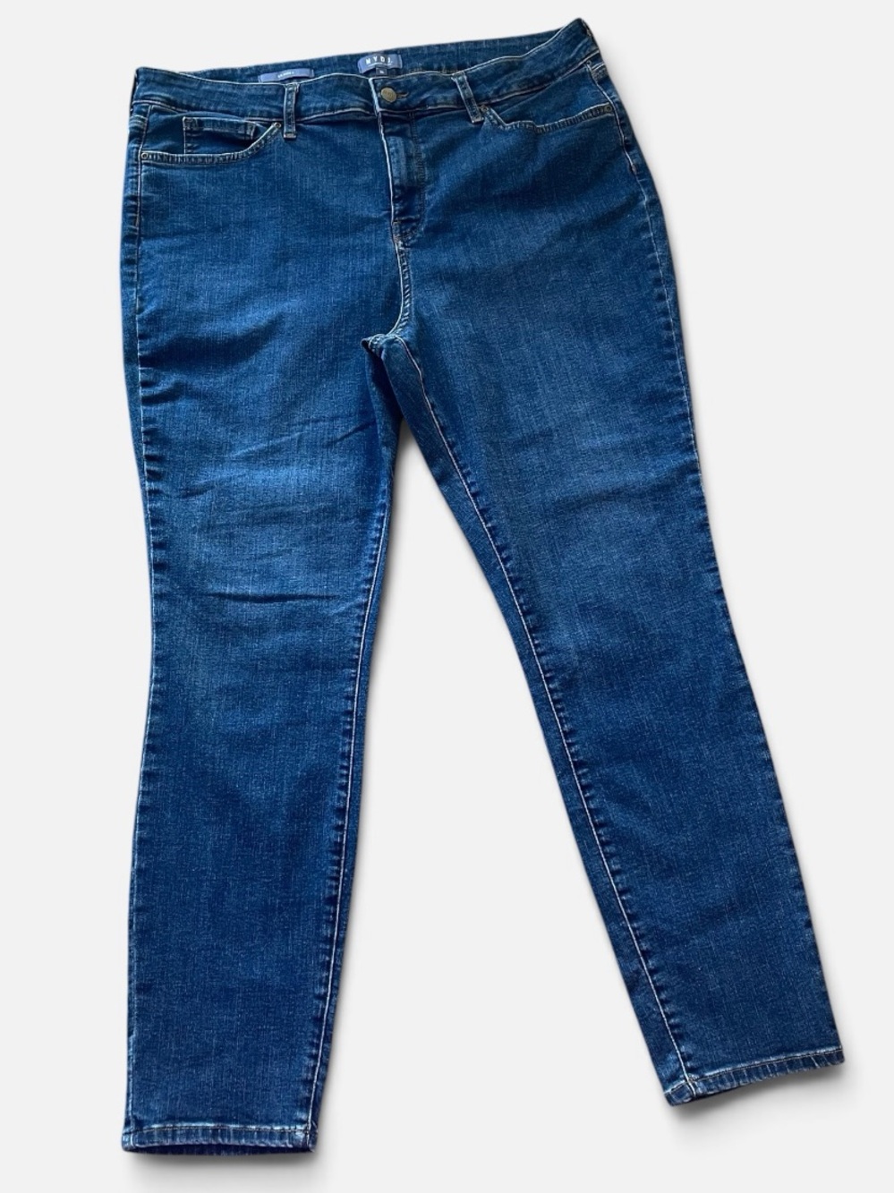 NYDJ Skinny Lift X Tuck Dark Wash Blue Stretch Denim Jeans Sz 16 High Rise Waist